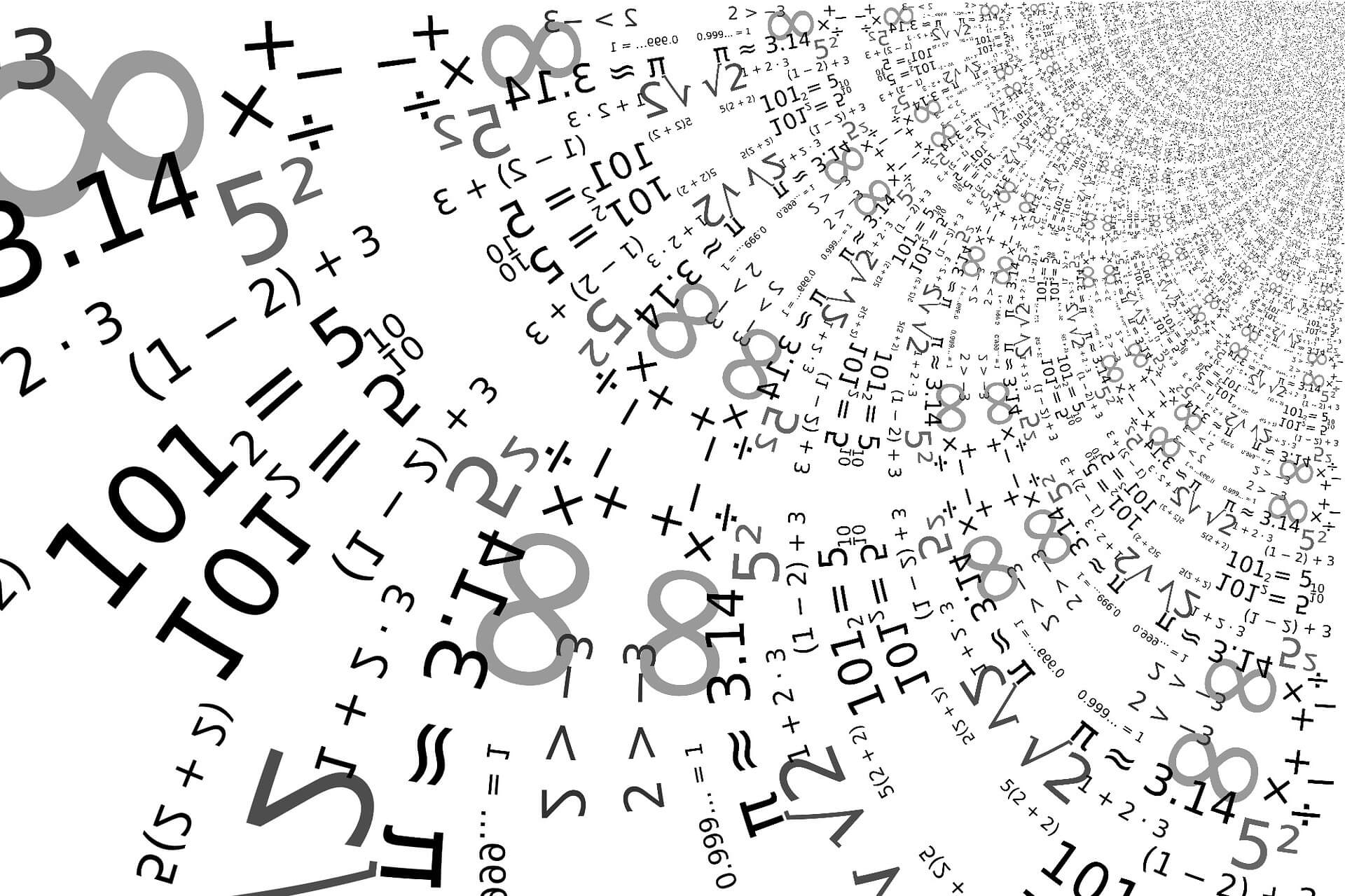 swirl of numbers and numerical elements and equations
