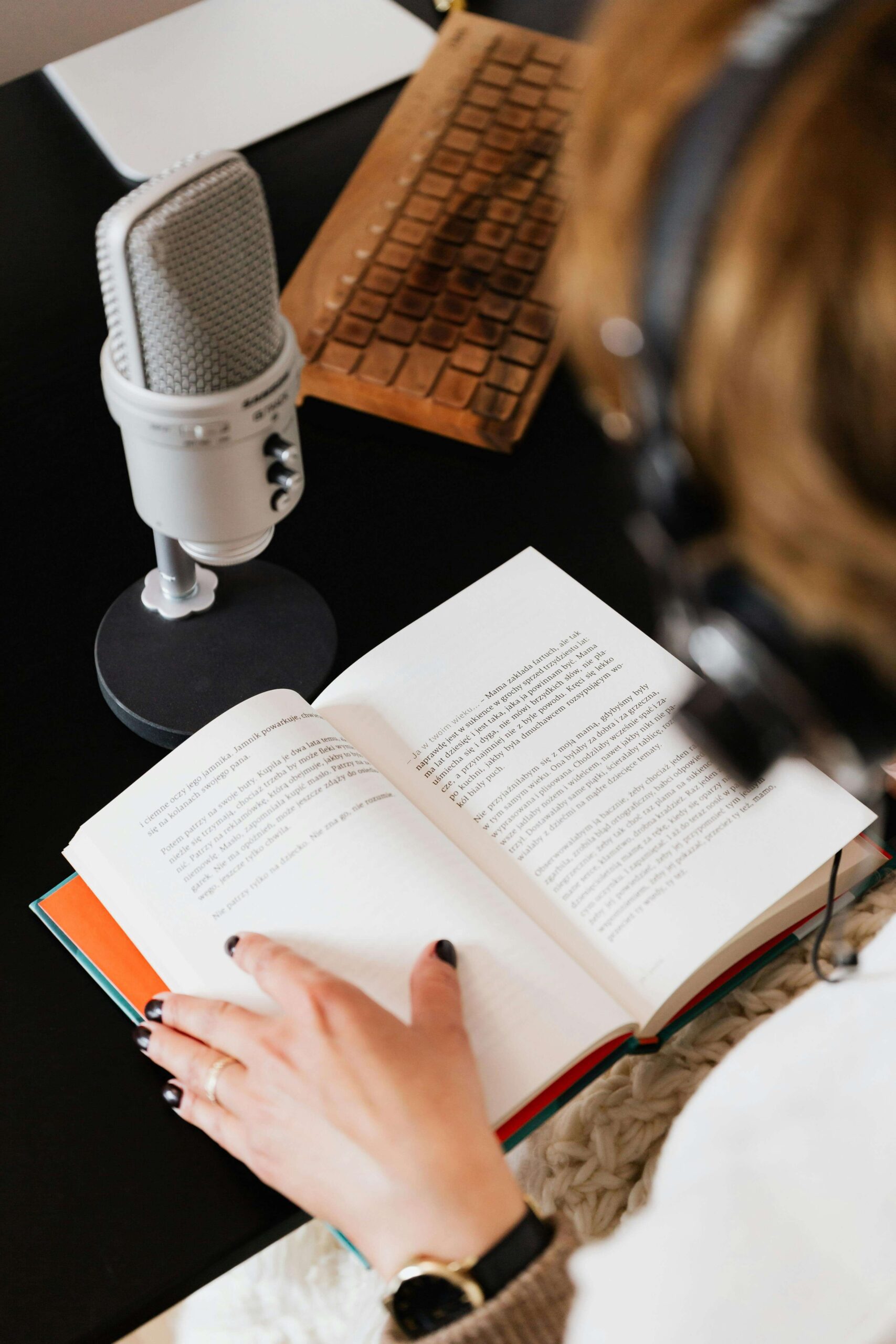 author creating an audiobook