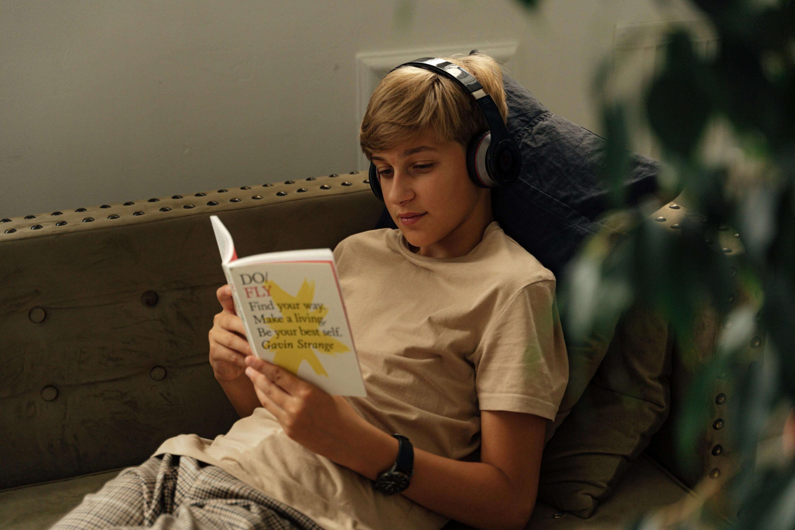 boy listening to an audiobook