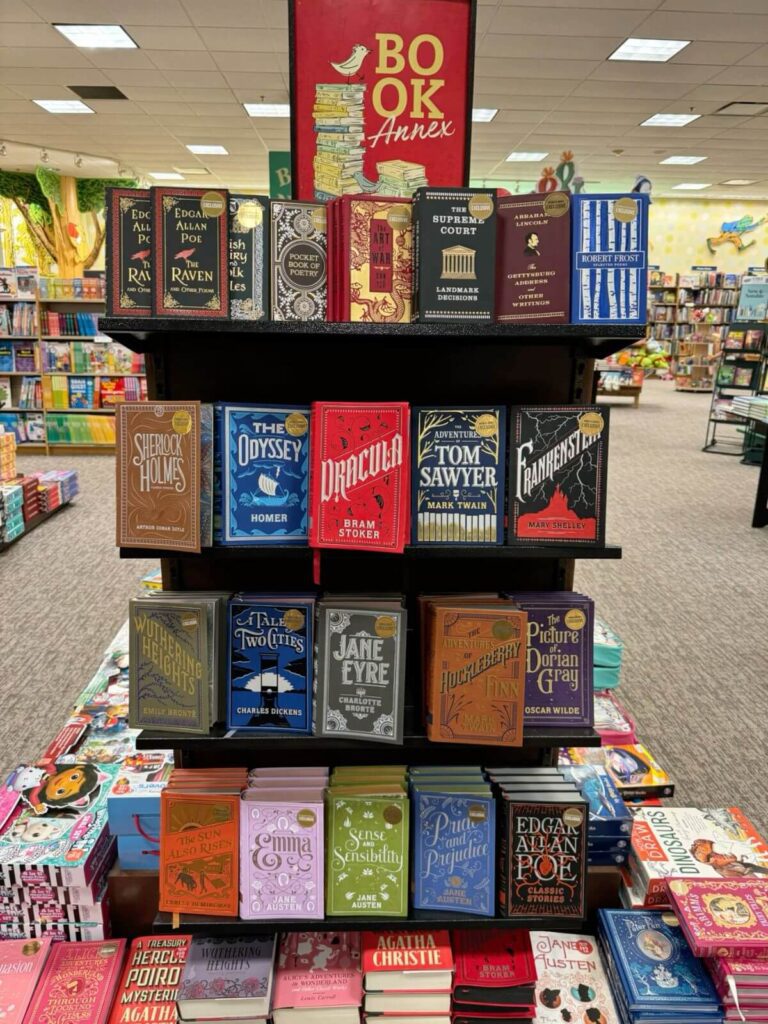 books on display in a bookstore