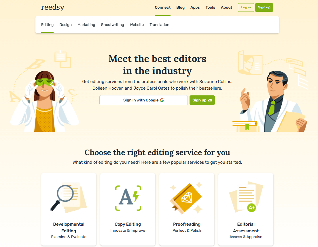 Reedsy editor page