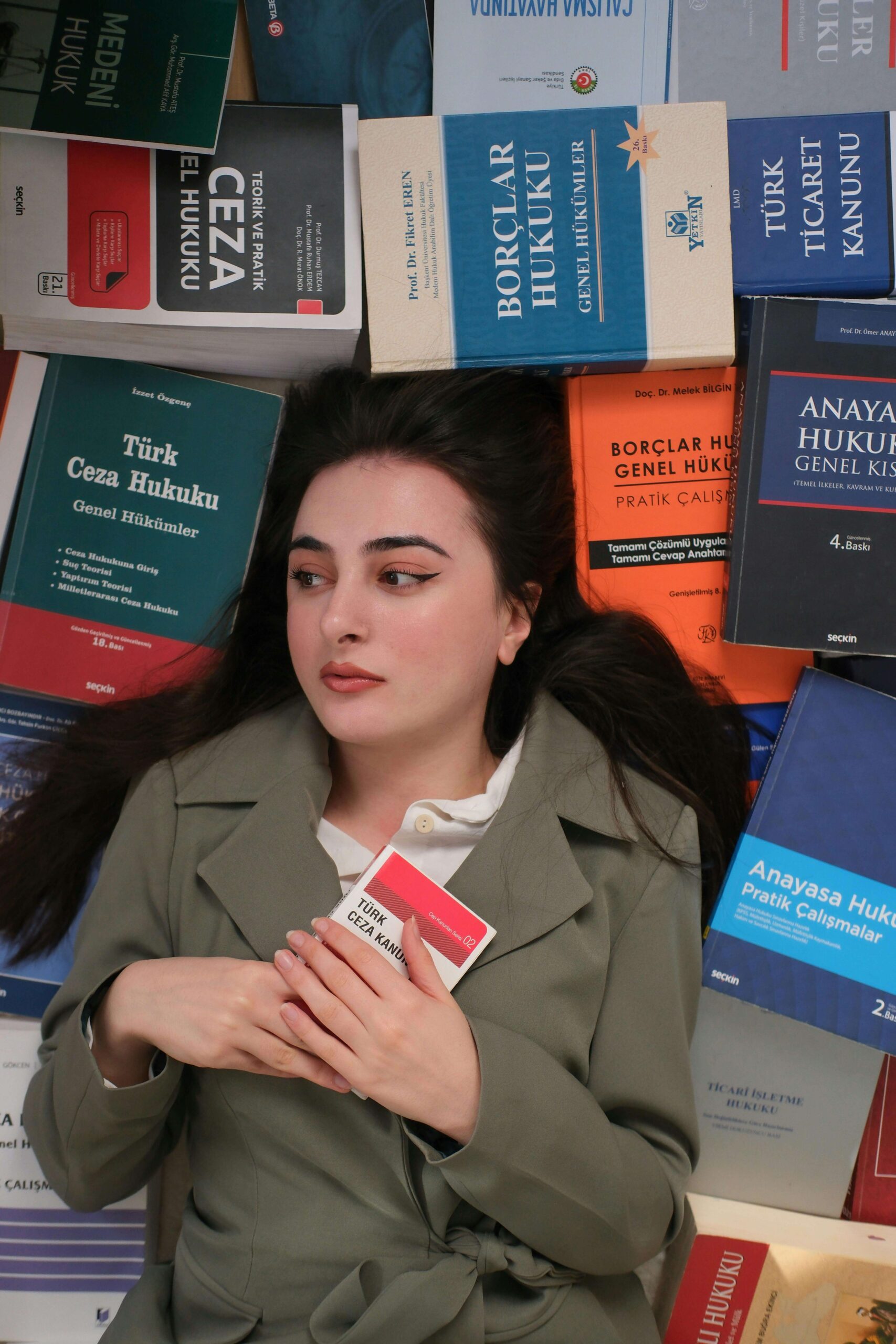 woman surrounded by books