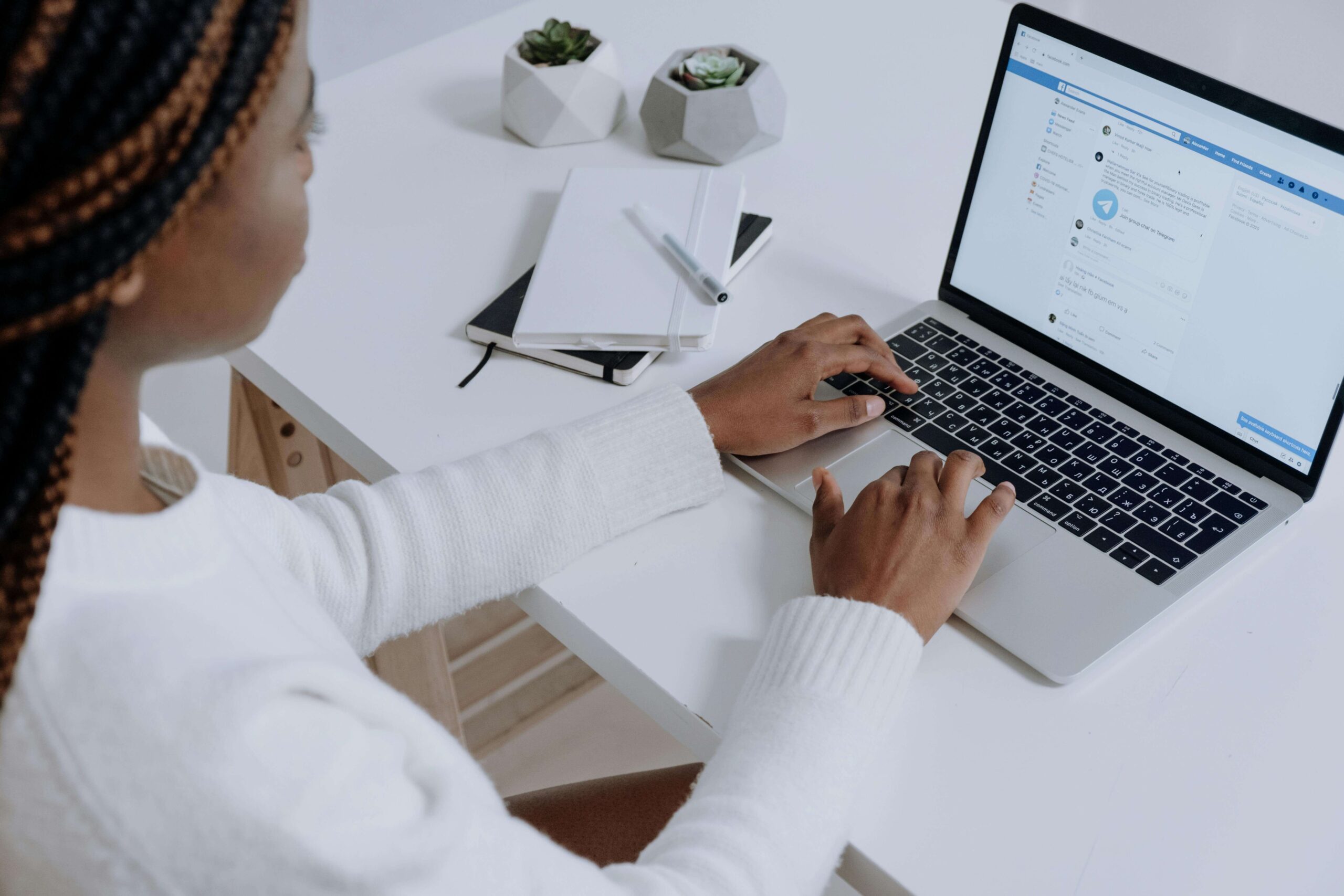author managing her Facebook ads